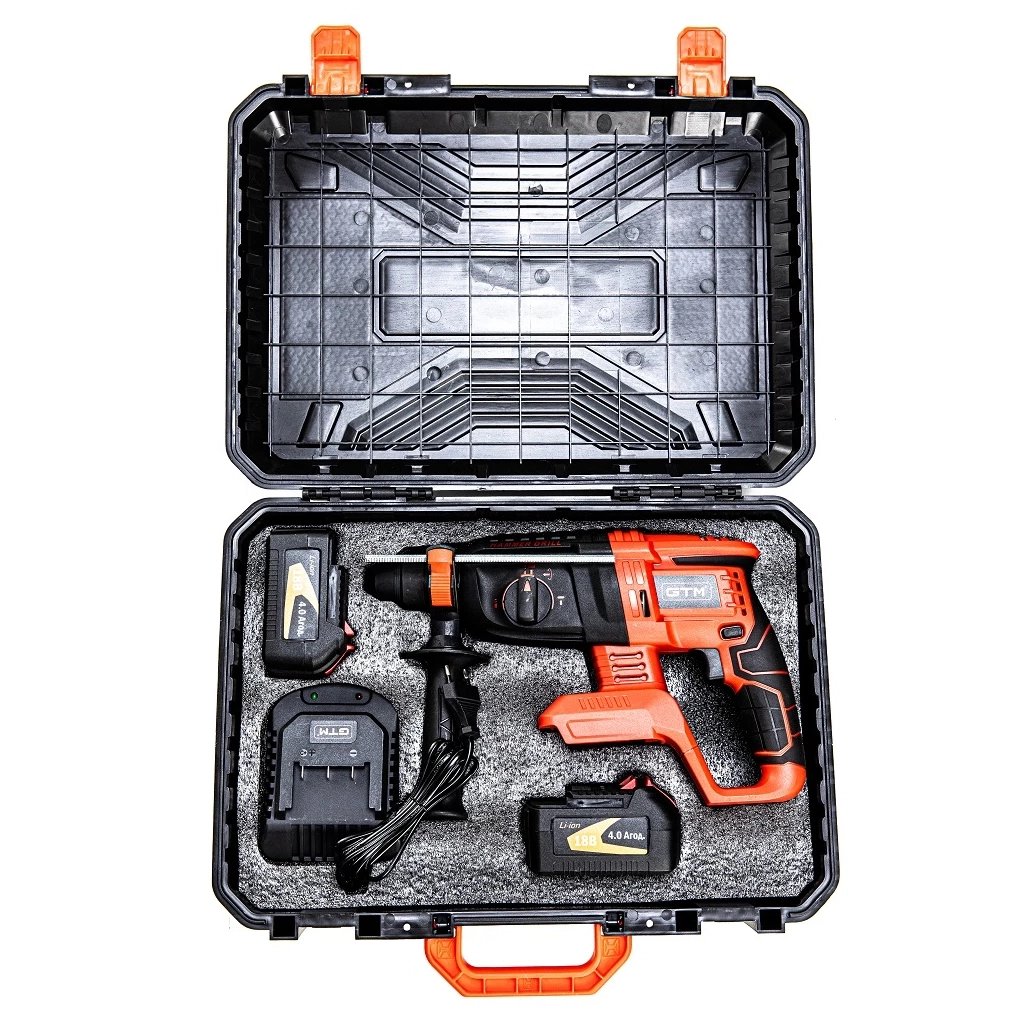 Перфоратор GTM RHC18/26BL, 18В, 2,5Дж, 0-1000об/хв 2x4Ah, кейс (RHC18/26BL) - фото 4 Перфоратор GTM RHC18/26BL, 18В, 2,5Дж, 0-1000об/хв 2x4Ah, кейс (RHC18/26BL) - фото 4