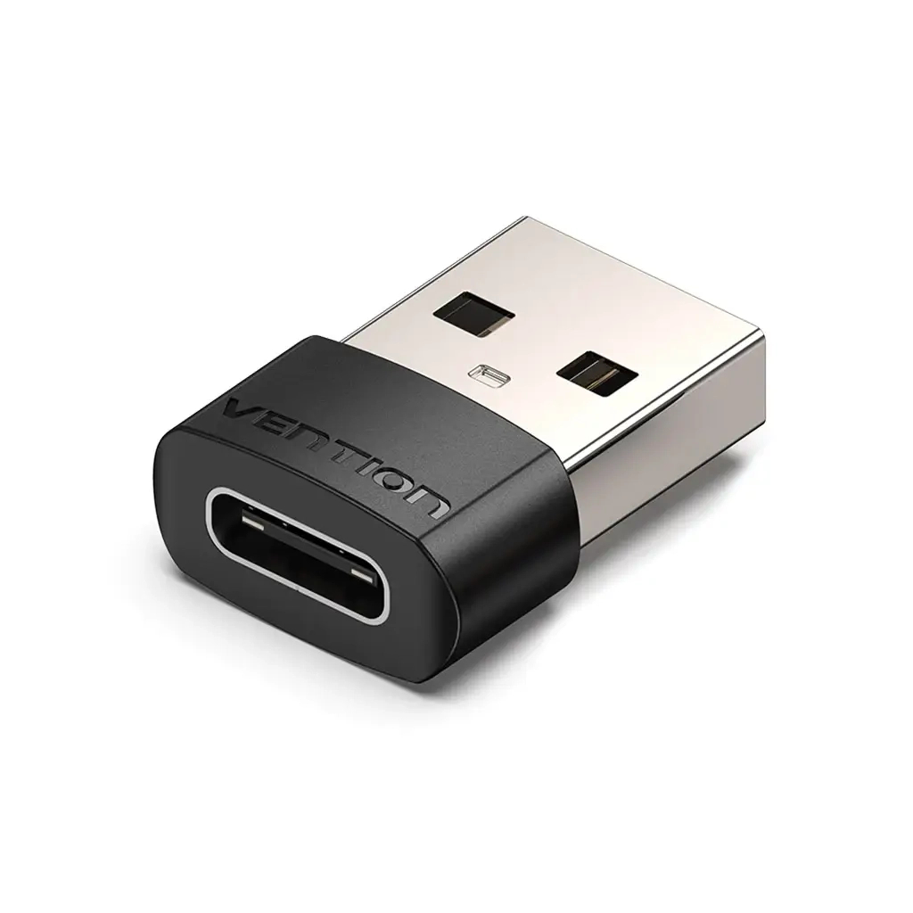 Перехідник USB 2.0 AМ to USB Type-C (F) Black PVC Vention (CDWB0) - фото 1