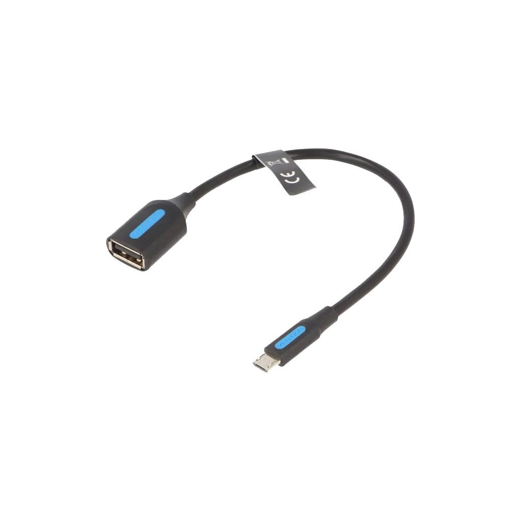 Перехідник USB 2.0 Micro BM to USB AF (OTG) 0.15m Black PVC Vention (CCUBB) - фото 1