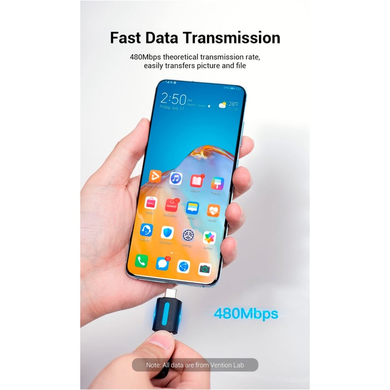 Перехідник OTG USB 2.0 AF to USB-C Vention (CDTB0) - фото 8