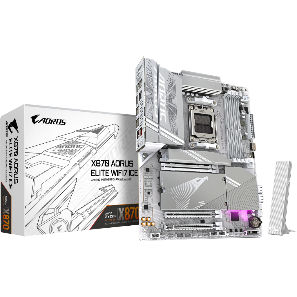 Материнська плата GIGABYTE X870 AORUS ELITE WIFI7 ICE (X870 A ELITE WF7 ICE) - фото 1 Материнська плата GIGABYTE X870 AORUS ELITE WIFI7 ICE (X870 A ELITE WF7 ICE) - фото 1