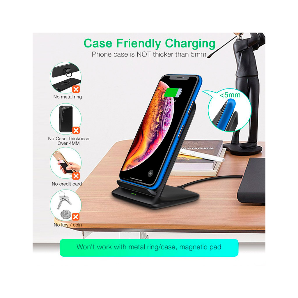 Зарядний пристрій Choetech 15W Fast Wireless Charging Stand 2coils black (T555-F-BK) - фото 7 Зарядний пристрій Choetech 15W Fast Wireless Charging Stand 2coils black (T555-F-BK) - фото 7
