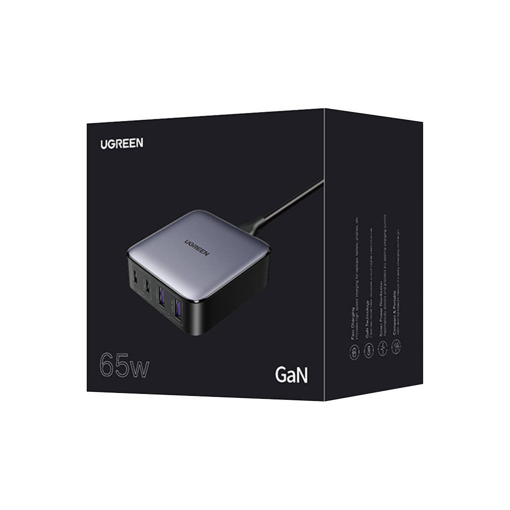 Зарядний пристрій Ugreen 4xUSB 65W (2хUSB-C+2xUSB-A) Gan CD327 (90747) - фото 6 Зарядний пристрій Ugreen 4xUSB 65W (2хUSB-C+2xUSB-A) Gan CD327 (90747) - фото 6