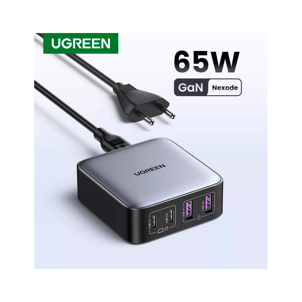 Зарядний пристрій Ugreen 4xUSB 65W (2хUSB-C+2xUSB-A) Gan CD327 (90747) - фото 7 Зарядний пристрій Ugreen 4xUSB 65W (2хUSB-C+2xUSB-A) Gan CD327 (90747) - фото 7