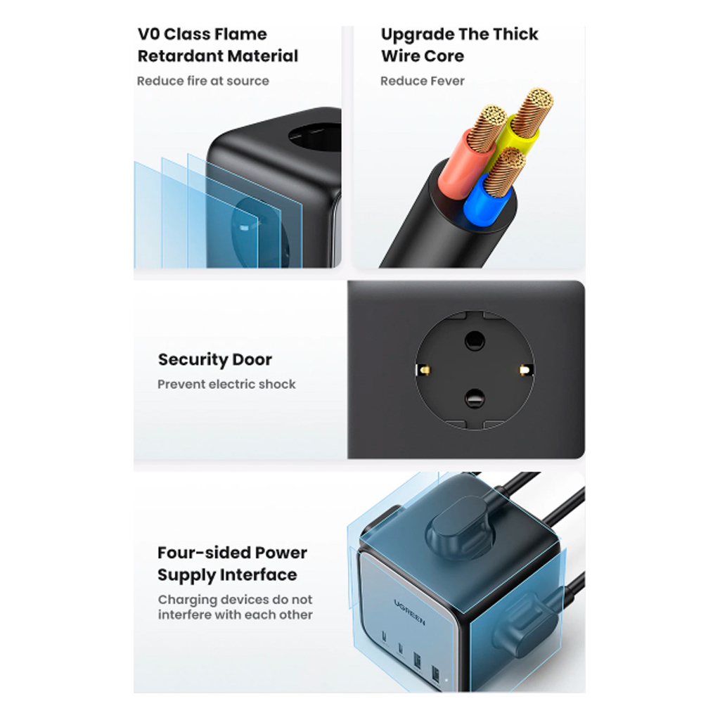 Зарядний пристрій Ugreen 4xUSB 65W DigiNest Cube (2хUSB-C+2xUSB-A) CD268 (60113) - фото 12 Зарядний пристрій Ugreen 4xUSB 65W DigiNest Cube (2хUSB-C+2xUSB-A) CD268 (60113) - фото 12
