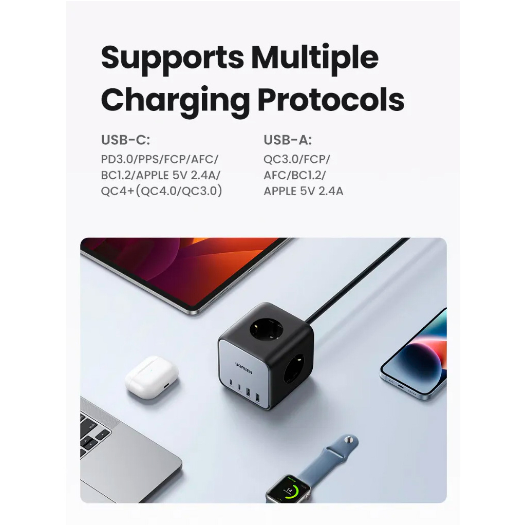 Зарядний пристрій Ugreen 4xUSB 65W DigiNest Cube (2хUSB-C+2xUSB-A) CD268 (60113) - фото 8 Зарядний пристрій Ugreen 4xUSB 65W DigiNest Cube (2хUSB-C+2xUSB-A) CD268 (60113) - фото 8