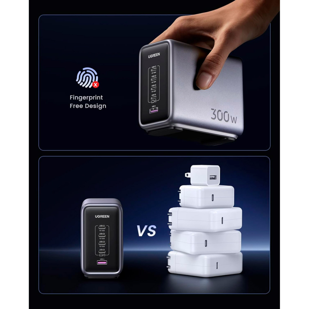 Зарядний пристрій Ugreen 5xUSB 300W Nexode (5хUSB-C) CD333 (90903B) - фото 9 Зарядний пристрій Ugreen 5xUSB 300W Nexode (5хUSB-C) CD333 (90903B) - фото 9