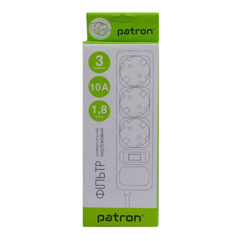Мережевий фільтр живлення Patron EXT-PN-SP-1032-GR, 1.8m Grey (EXT-PN-SP-1032-GR) - фото 3
