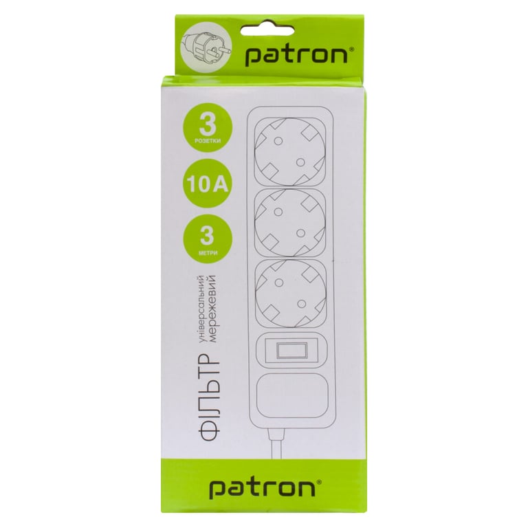 Мережевий фільтр живлення Patron EXT-PN-SP-1033, 3m Black (EXT-PN-SP-1033) - фото 3