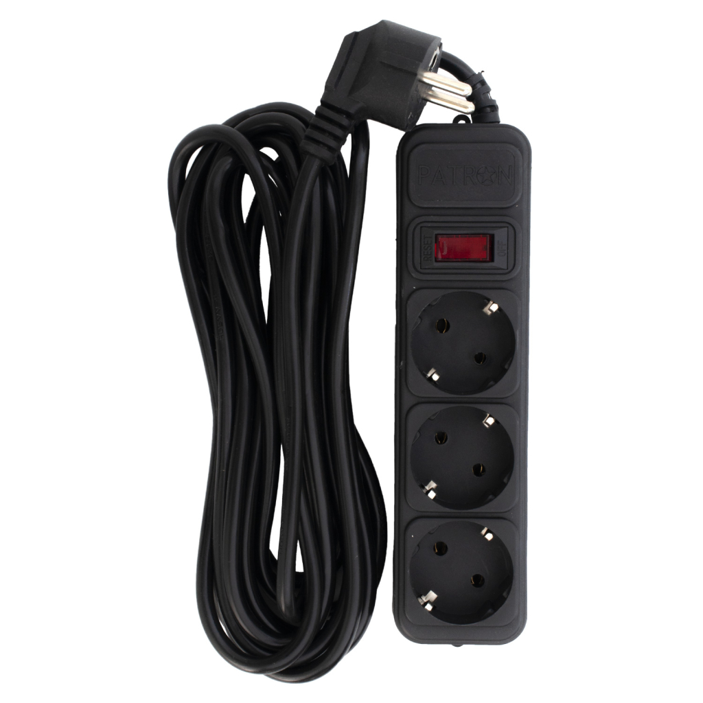 Мережевий фільтр живлення Patron EXT-PN-SP-1035, 5m Black (EXT-PN-SP-1035) - фото 1