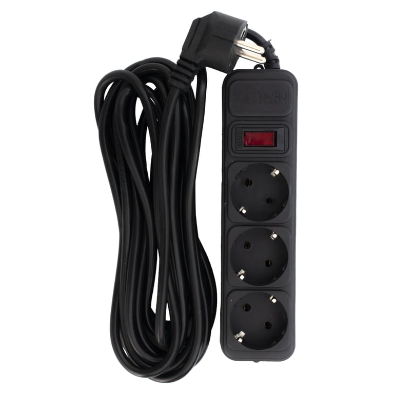 Мережевий фільтр живлення Patron EXT-PN-SP-1035, 5m Black (EXT-PN-SP-1035) - фото 1