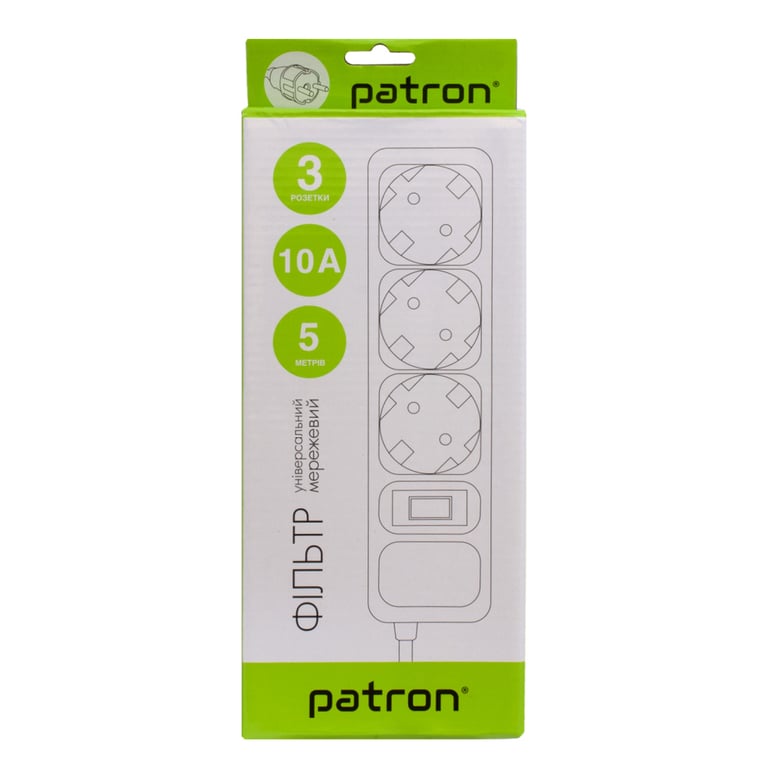 Мережевий фільтр живлення Patron EXT-PN-SP-1035, 5m Black (EXT-PN-SP-1035) - фото 3