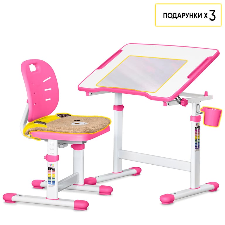 Парта зі стільцем Evo-kids Pink (Evo-07 Ergo PN) - фото 3