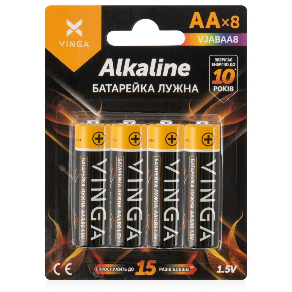 Батарейка AA LR6 Alkaline 8pcs Blister Vinga (VJABAA8) - фото 1 Батарейка AA LR6 Alkaline 8pcs Blister Vinga (VJABAA8) - фото 1