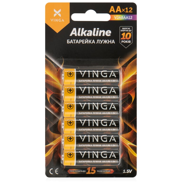 Батарейка AA LR6 Alkaline 12pcs Blister Vinga (VJABAA12) - фото 1