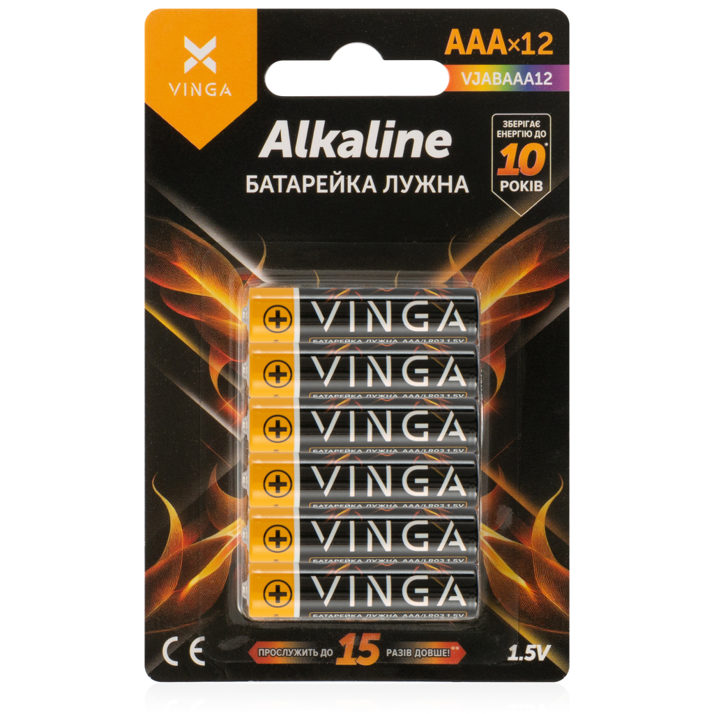 Батарейка AAA LR03 Alkaline 12pcs Blister Vinga (VJABAAA12) - фото 1 Батарейка AAA LR03 Alkaline 12pcs Blister Vinga (VJABAAA12) - фото 1
