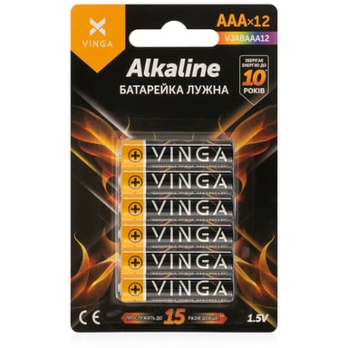 Батарейка AAA LR03 Alkaline 12pcs Blister Vinga (VJABAAA12) - фото 1