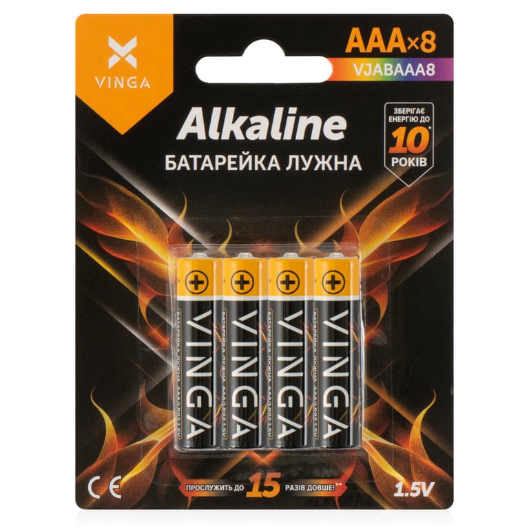 Батарейка AAA LR03 Alkaline 8pcs Blister Vinga (VJABAAA8) - фото 1