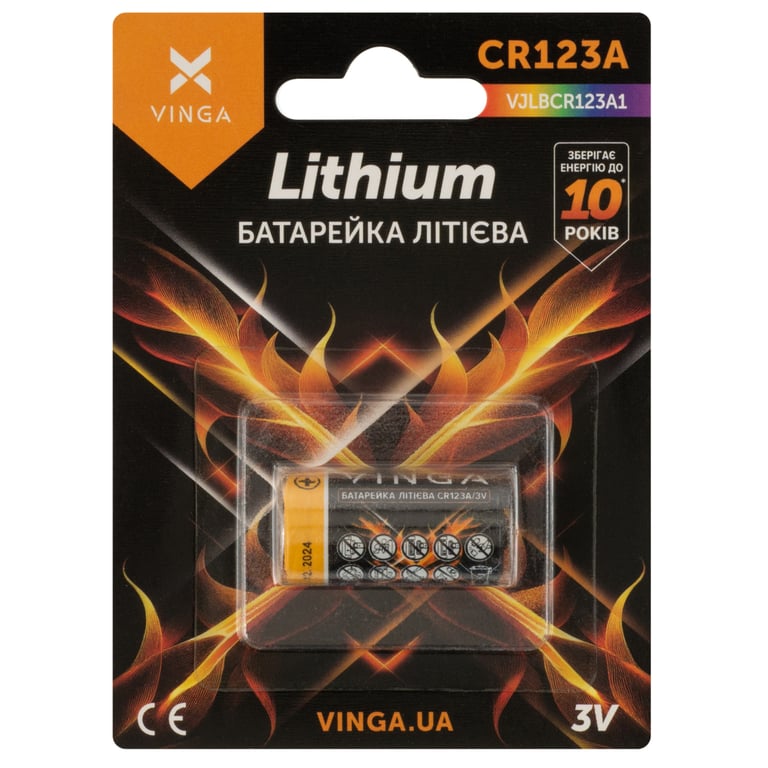 Батарейка CR123A Lithium Vinga (VJLBCR123A1) - фото 1