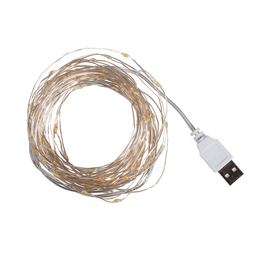 Гірлянда YES! Fun Нитка на мідному дроті 100 LED Тепло-біла 10 м Статична USB (975035) - фото 2 Гірлянда YES! Fun Нитка на мідному дроті 100 LED Тепло-біла 10 м Статична USB (975035) - фото 2