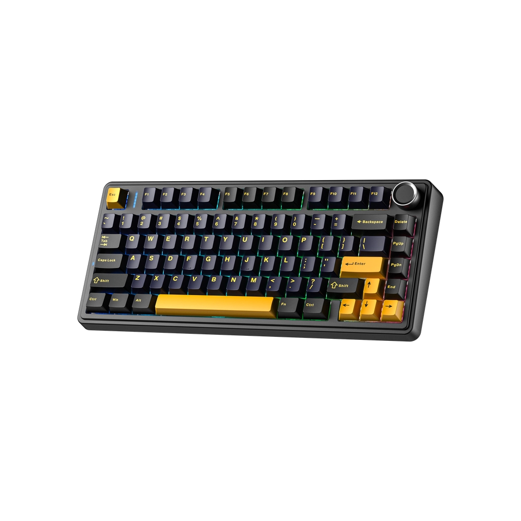 Клавіатура Aula F75 Gasket Greywood V3 switch Hot-Swap PBT Wireless/Bluetooth/USB Black (6948391208626) - фото 2 Клавіатура Aula F75 Gasket Greywood V3 switch Hot-Swap PBT Wireless/Bluetooth/USB Black (6948391208626) - фото 2