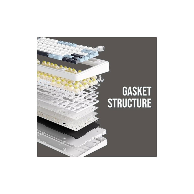 Клавіатура Aula F75 Gasket Greywood V3 switch Hot-Swap PBT Wireless/Bluetooth/USB White (6948391208640) - фото 7