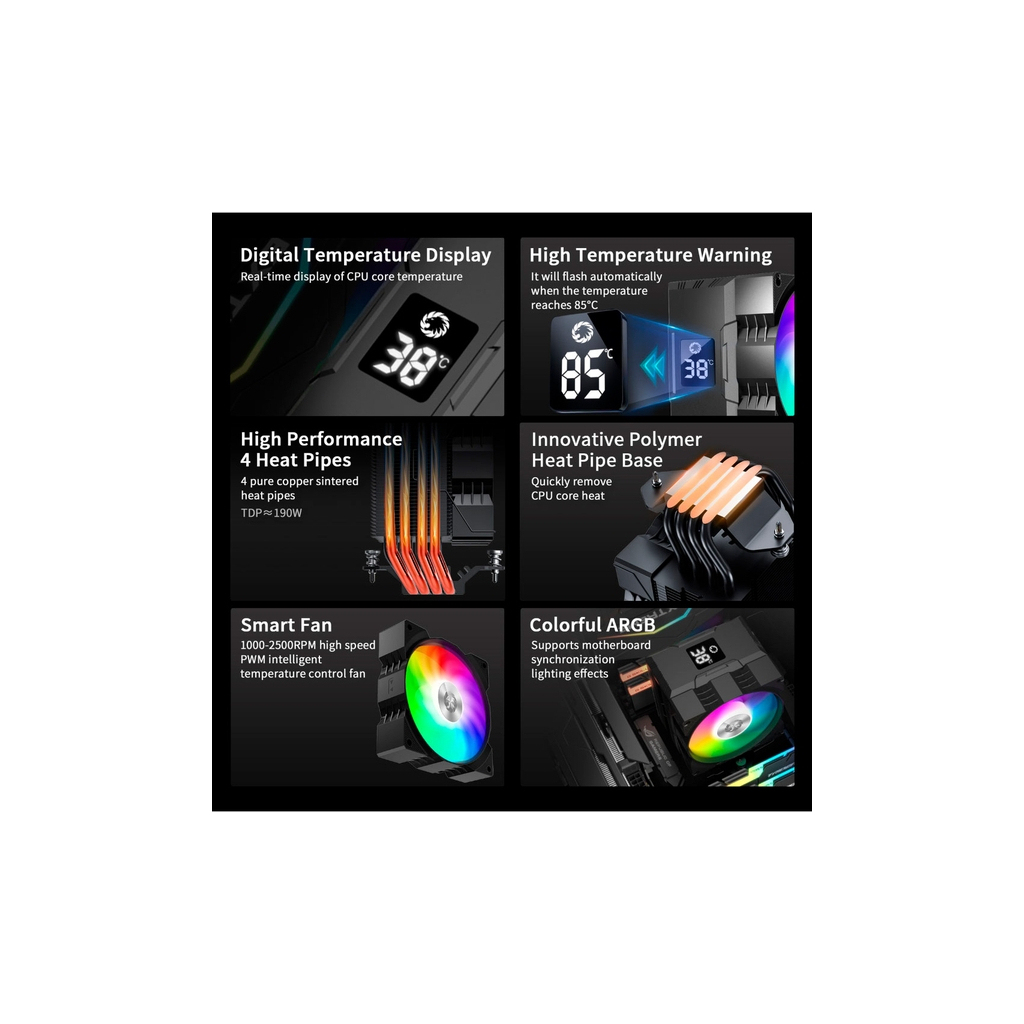 Кулер до процесора Gamemax Gamma 90 Digital BK - фото 9 Кулер до процесора Gamemax Gamma 90 Digital BK - фото 9