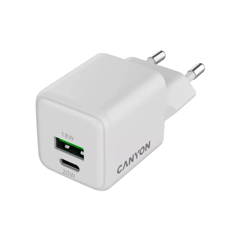 Зарядний пристрій Canyon CU20AC GaN 20W 1xPD 1xQC EU White (CNS-CUW20AC) - фото 2