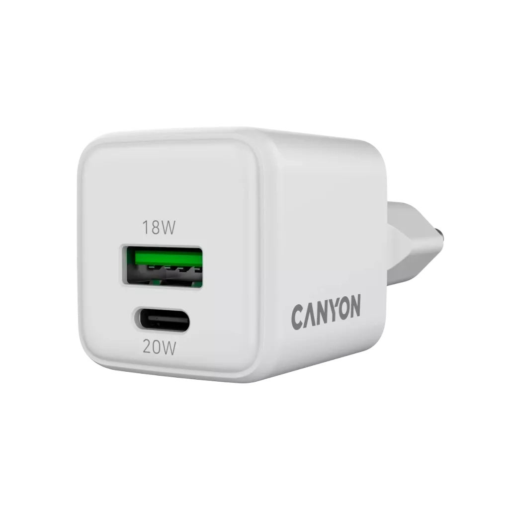 Зарядний пристрій Canyon CU20AC GaN 20W 1xPD 1xQC EU White (CNS-CUW20AC) - фото 3 Зарядний пристрій Canyon CU20AC GaN 20W 1xPD 1xQC EU White (CNS-CUW20AC) - фото 3