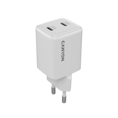 Зарядний пристрій Canyon CU35CC GaN 35W 2xPD EU White (CNS-CUW35CC) - фото 1