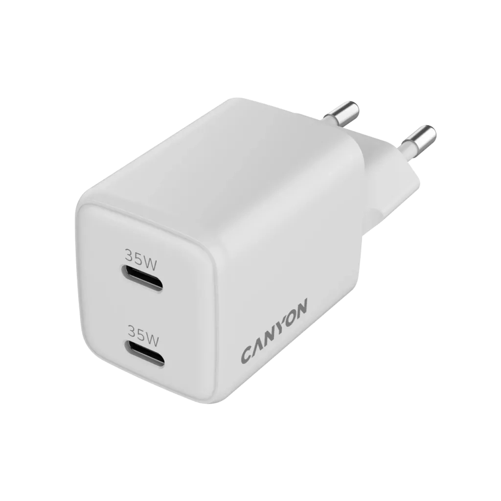 Зарядний пристрій Canyon CU35CC GaN 35W 2xPD EU White (CNS-CUW35CC) - фото 3 Зарядний пристрій Canyon CU35CC GaN 35W 2xPD EU White (CNS-CUW35CC) - фото 3