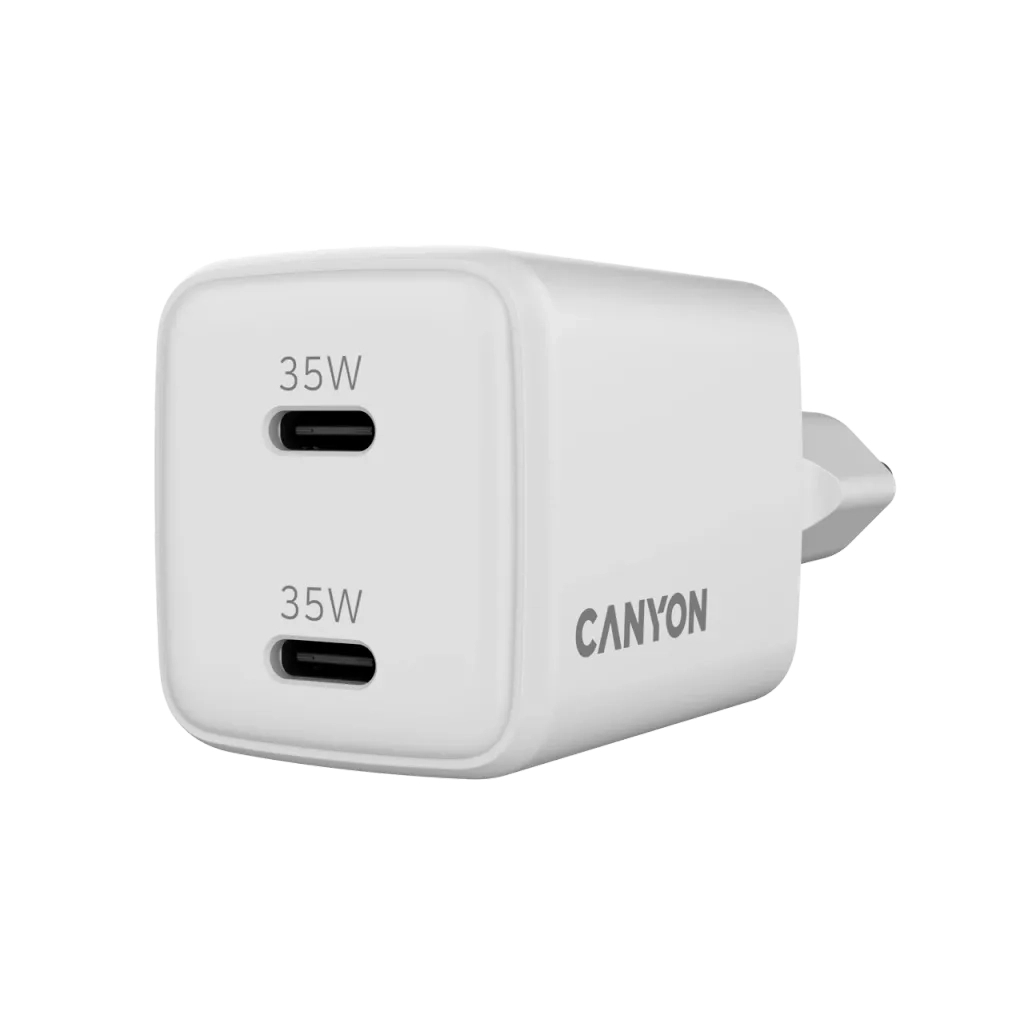 Зарядний пристрій Canyon CU35CC GaN 35W 2xPD EU White (CNS-CUW35CC) - фото 4 Зарядний пристрій Canyon CU35CC GaN 35W 2xPD EU White (CNS-CUW35CC) - фото 4