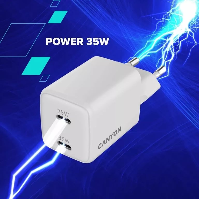 Зарядний пристрій Canyon CU35CC GaN 35W 2xPD EU White (CNS-CUW35CC) - фото 7
