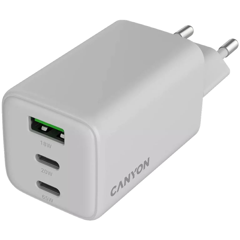 Зарядний пристрій Canyon CU65ACC GaN 65W 2xPD 1xQC EU White (CNS-CUW65ACC) - фото 4