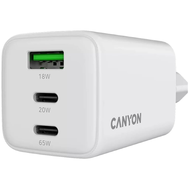Зарядний пристрій Canyon CU65ACC GaN 65W 2xPD 1xQC EU White (CNS-CUW65ACC) - фото 5