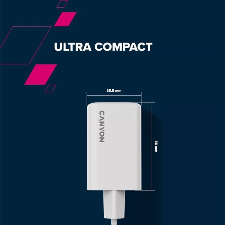 Зарядний пристрій Canyon CU65ACC GaN 65W 2xPD 1xQC EU White (CNS-CUW65ACC) - фото 6