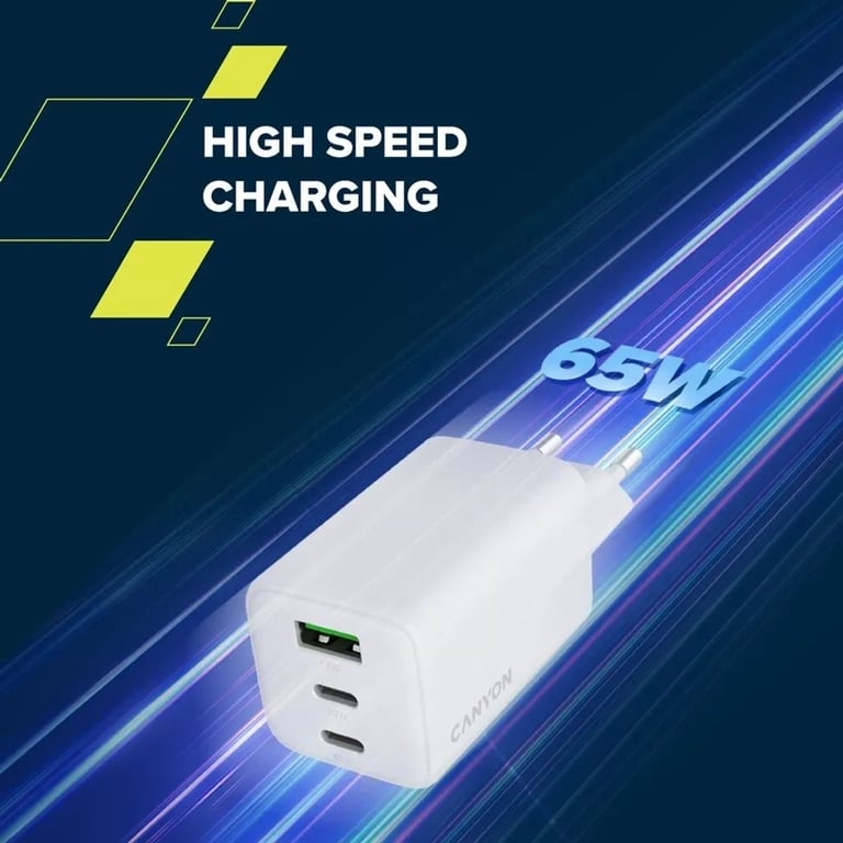 Зарядний пристрій Canyon CU65ACC GaN 65W 2xPD 1xQC EU White (CNS-CUW65ACC) - фото 8