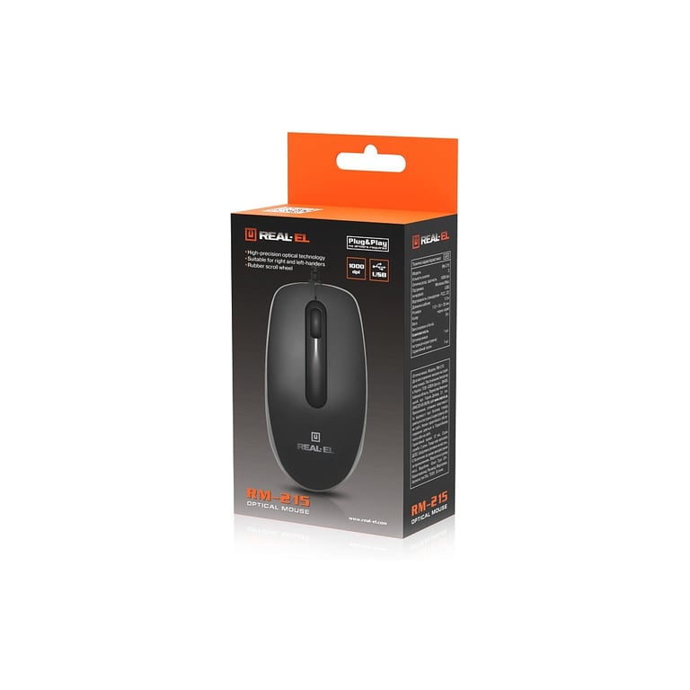 Мишка REAL-EL RM-215 USB Black/Gray (EL123200037) - фото 10