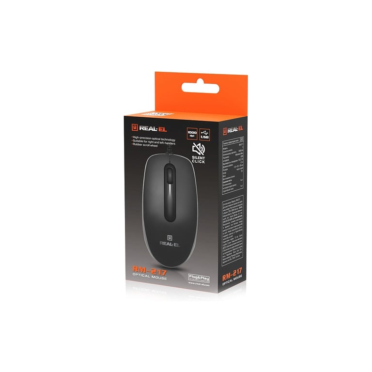 Мишка REAL-EL RM-217 USB Black/Gray (EL123200038) - фото 10