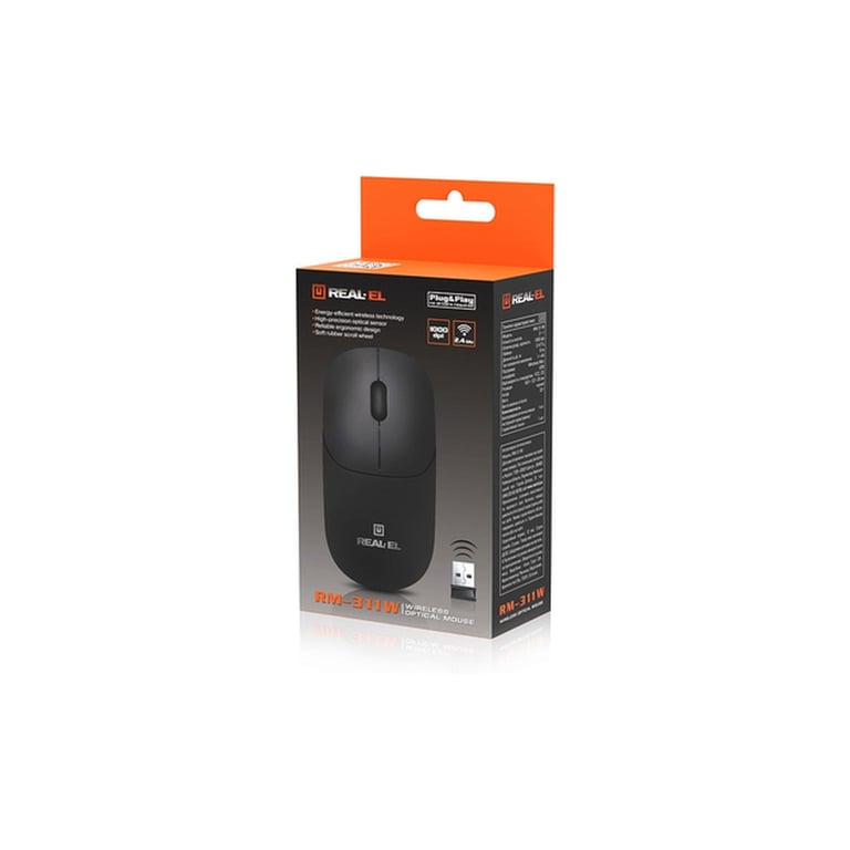 Мишка REAL-EL RM-311W Wireless Black (EL123200041) - фото 10