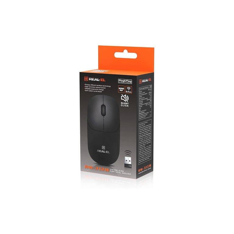Мишка REAL-EL RM-313W Wireless Black (EL123200042) - фото 10