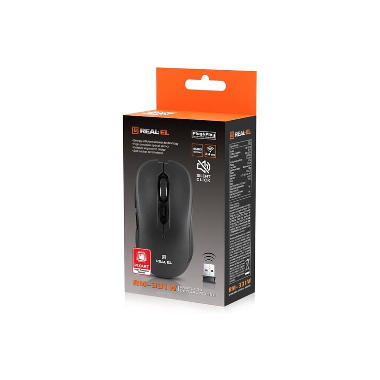 Мишка REAL-EL RM-331W Wireless Black (EL123200044) - фото 11