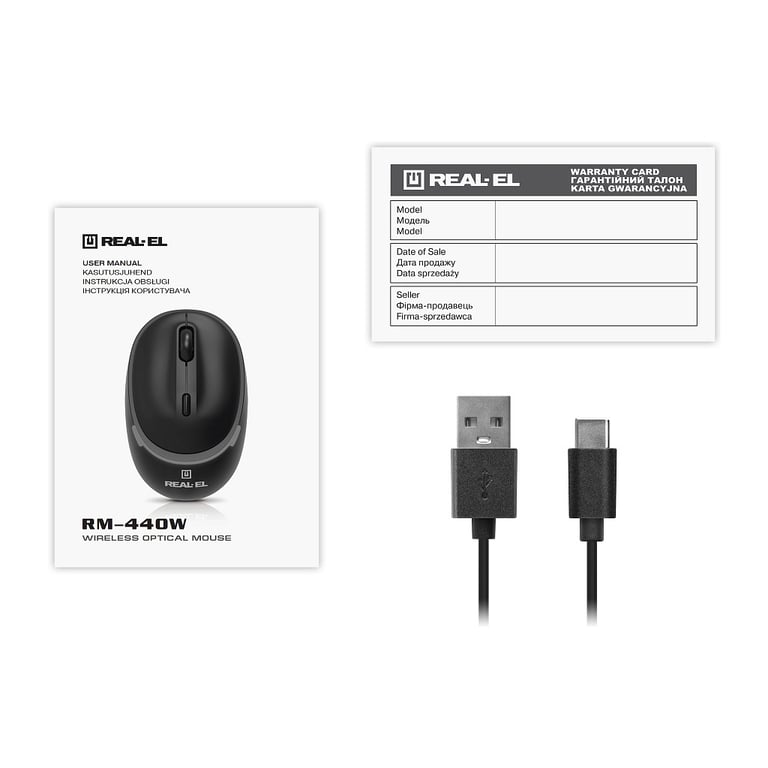 Мишка REAL-EL RM-440W Wireless/Bluetooth Black (EL123200045) - фото 10