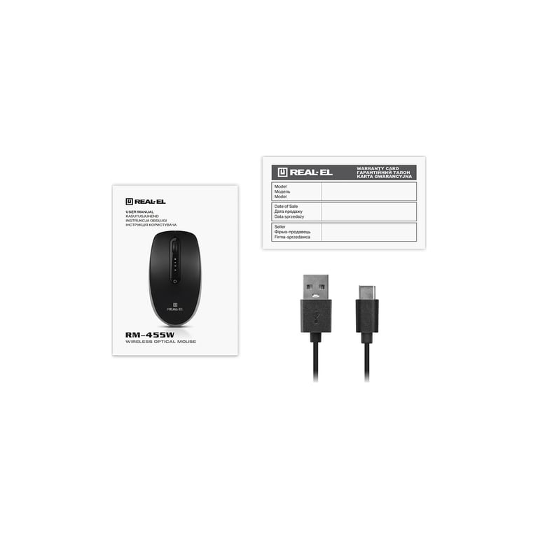 Мишка REAL-EL RM-455W Wireless/Bluetooth Black/Gray (EL123200047) - фото 12