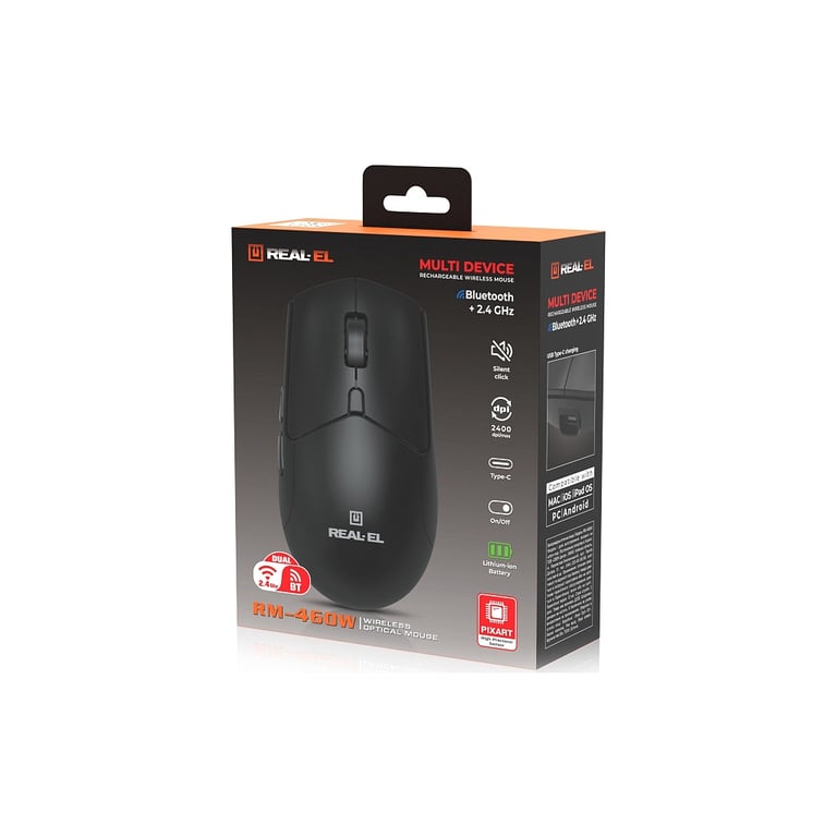 Мишка REAL-EL RM-460W Wireless/Bluetooth Black (EL123200048) - фото 9