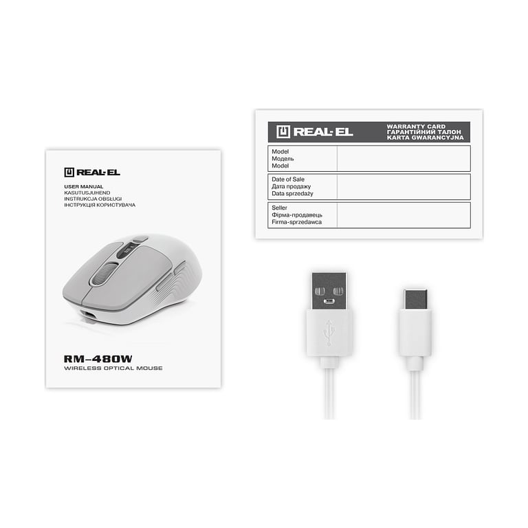 Мишка REAL-EL RM-480W Wireless/Bluetooth White (EL123200050) - фото 8