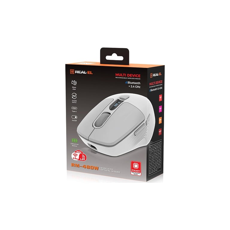 Мишка REAL-EL RM-480W Wireless/Bluetooth White (EL123200050) - фото 9