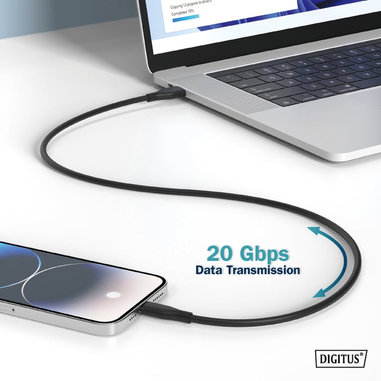 Дата кабель USB-C to USB-C 2.0m USB 4.0 Gen2 20G 240W 8K silicone black Digitus (AK-300344-020-S) - фото 11