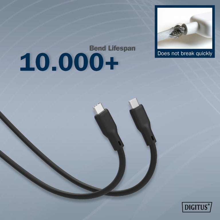 Дата кабель USB-C to USB-C 2.0m USB 4.0 Gen2 20G 240W 8K silicone black Digitus (AK-300344-020-S) - фото 6