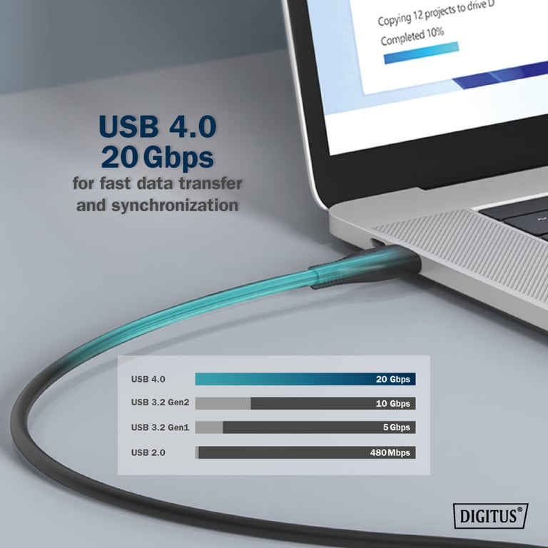 Дата кабель USB-C to USB-C 2.0m USB 4.0 Gen2 20G 240W 8K silicone black Digitus (AK-300344-020-S) - фото 9